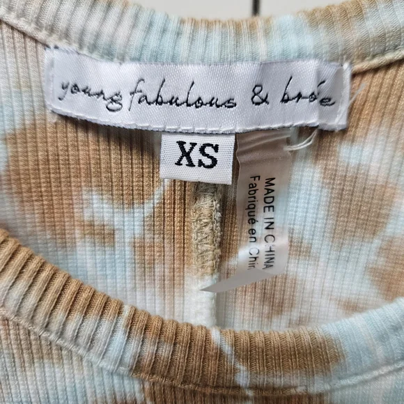 Paia Halter Tank Maxi Dress - White with Brown and Blue Tie Dye Detailing - Picture 2 of 5